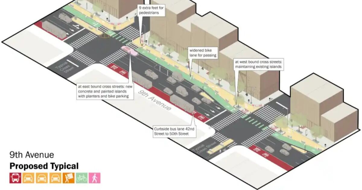 Nueva York añadirá más espacio para peatones y bicicletas, y ampliará el carril bus en la Novena Avenida antes de la Copa del Mundo