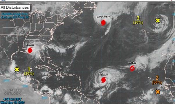 Onamet vigila al huracán Teddy y una zona de baja con 50% para ser ciclón tropical