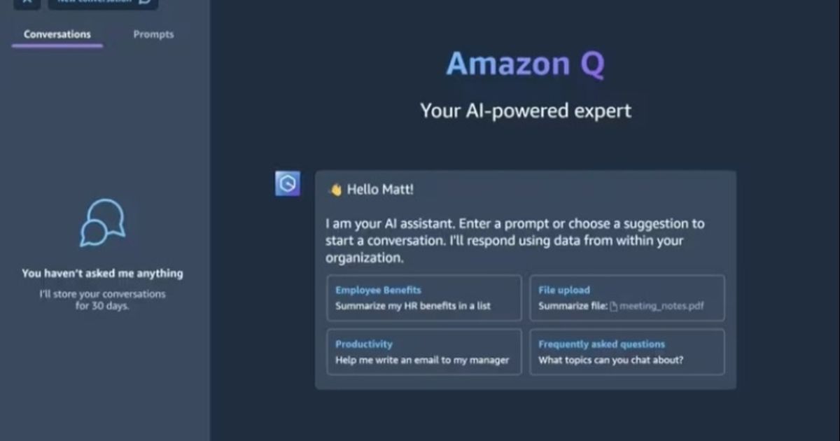 Nuevo chatbot con inteligencia artificial para empresas, presentó Amazon