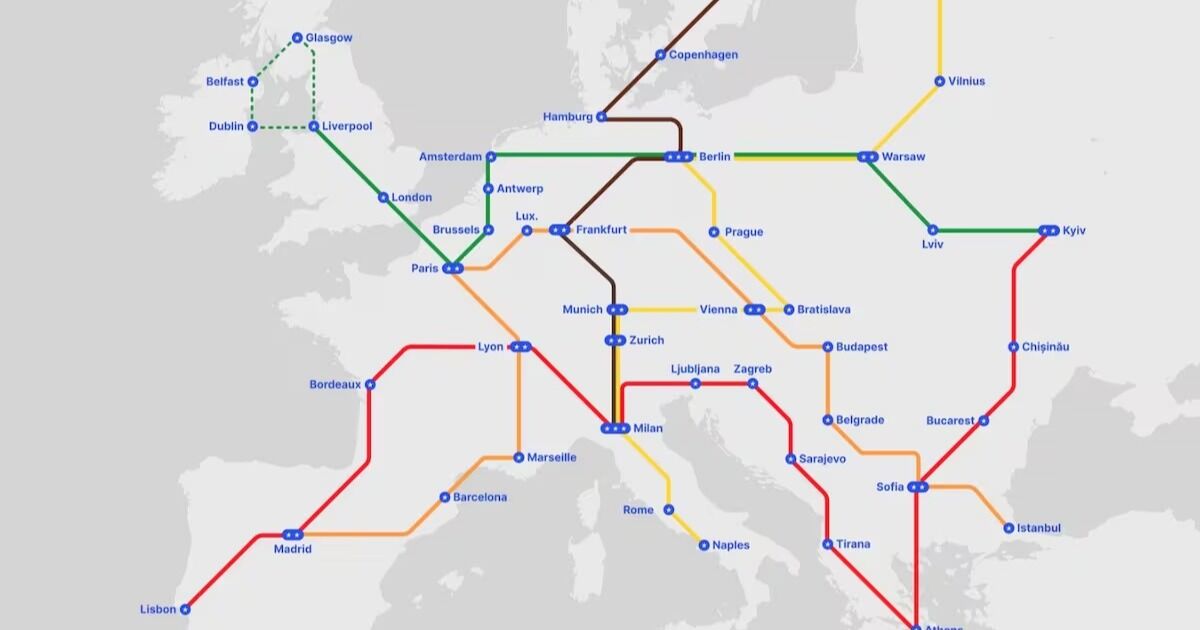 Proyectan un ‘metro europeo’ con 22.000 kilómetros: las ciudades de España por las que pasaría