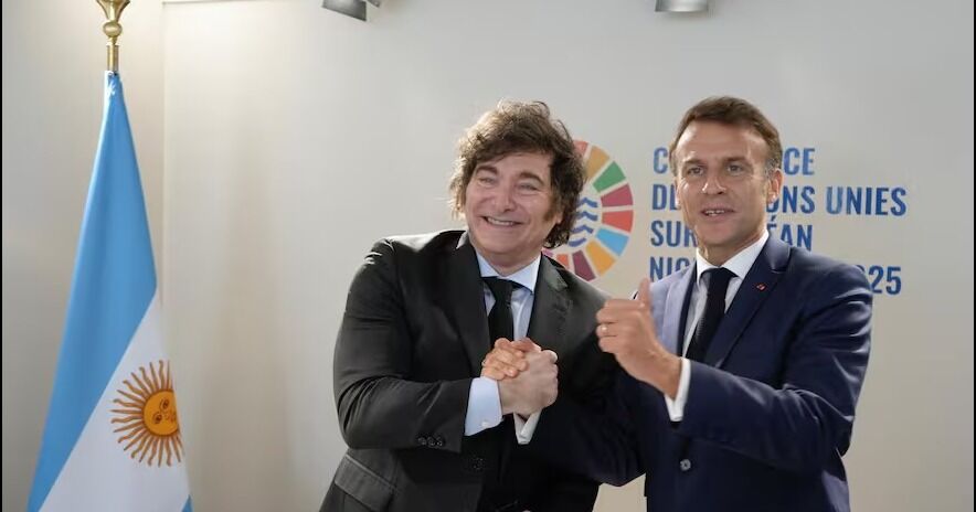 En Niza, Javier Milei se reunió con el presidente Emmanuel Macron