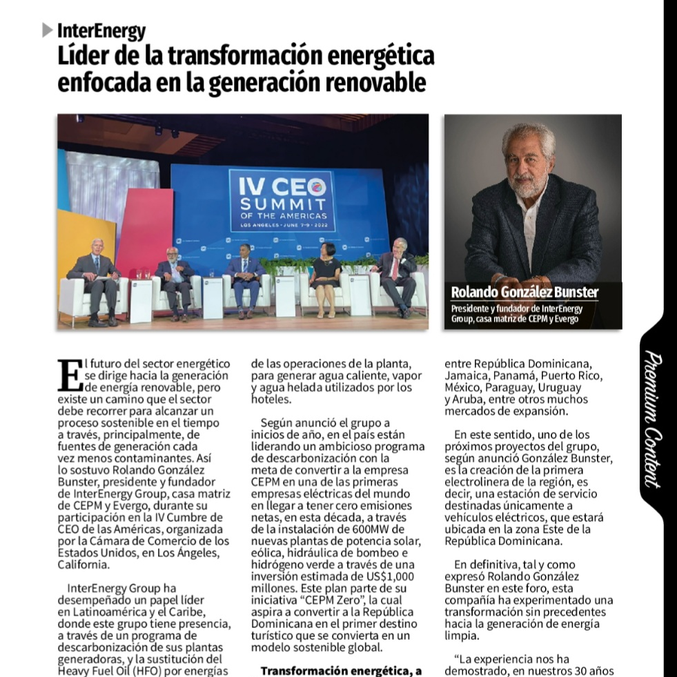 Líder de la transformación energética enfocada en la generación renovable