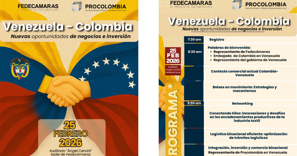 Foro Venezuela-Colombia: nuevas oportunidades de negocios e inversión este 25 de febrero