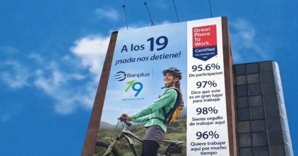 Banplus arriba a 19 años de actividad con su séptima certificación de Great Place To Work