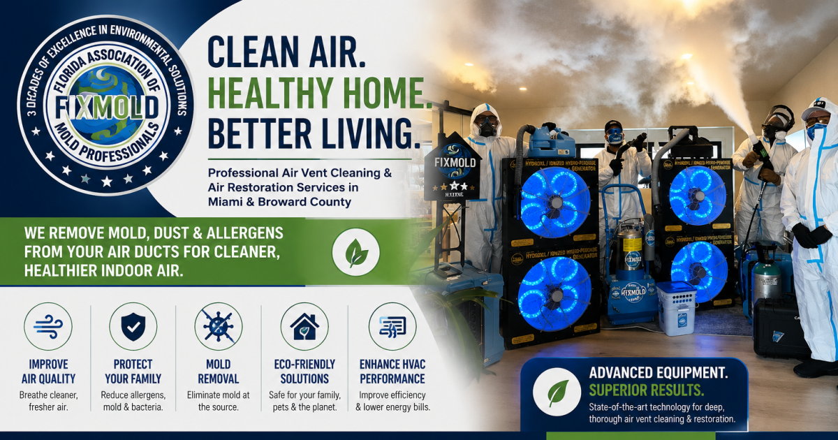 Fix Mold Miami, líder en ventilación de Miami lanza soluciones ecológicas para combatir los problemas de calidad del aire interior